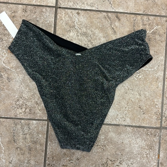 NWT Pink Victorias Secret black silver metallic high rise bikini swim bottoms M - Picture 7 of 8